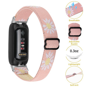 <span class=keywords><strong>Montre</strong></span>-bracelet intelligente pour femmes 12mm Straps pour <span class=keywords><strong>Fitbit</strong></span> Inspire 3 Sport Nylon Elastic Basketweave Watch Band - Product Image 2
