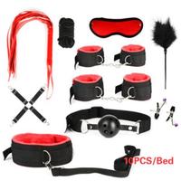 Vente en Gros de Produits Sexuels Jouets Érotiques pour Adultes Set d'Équipement BDSM de Contrainte Menottes Pinces à Tétons Bâillon Fouet Corde Jouets Sexuels pour Couples