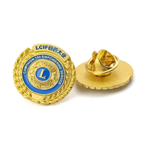 China original factory free design gold plated lapel pin badge custom soft enamel round logo pin