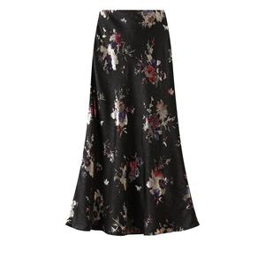 <span class=keywords><strong>กระโปรง</strong></span>สามส่วนหางปลาสไตล์จีนสำหรับผู้หญิง<span class=keywords><strong>กระโปรง</strong></span><span class=keywords><strong>ยาว</strong></span>ปานกลางพิมพ์ลายดอกไม้ผ้าซาตินยืดหยุ่นเล็กน้อย - Product Image 5