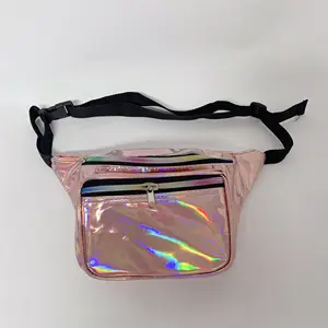 Sıcak satış özel tasarım moda bel çantası parlak holografik Fanny paketi