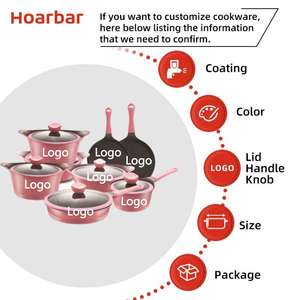 14 шт. Классическая Корейская модель, набор посуды из литого алюминия, Экологически чистая керамика, покрытая силиконовой стеклянной крышкой - Product Image 3