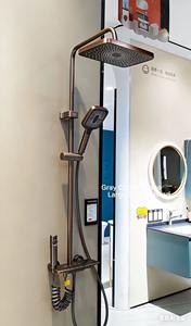 Ensemble de douche pluie mural en bronze canon avec grand jet supérieur, design thermostatique à toucher froid et économie d'eau - Product Image 2