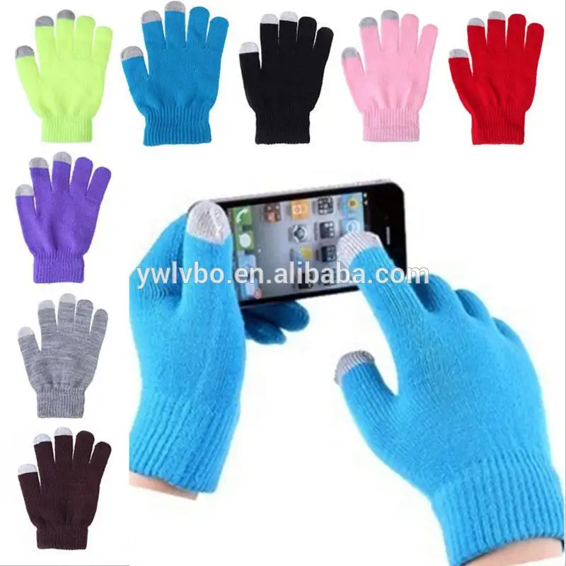 Supply Youch ONE SIZE Men Women Touch Screen Gloves Smart Phone Tablet Winter Knit Warmer Touch Mittens-----Accept Custom Logo