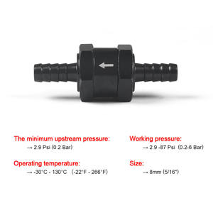 วาล์วกันกลับแบบทางเดียวสำหรับท่อน้ำมันเชื้อเพลิงอะลูมิเนียม สำหรับการดัดแปลงยานยนต์ ใช้ได้กับน้ำมันเบนซิน ดีเซล น้ำมัน น้ำ และแก๊ส - Product Image 5