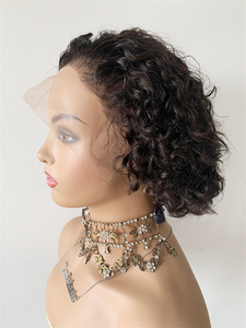 DX241 Stock <span class=keywords><strong>mannequin</strong></span> tête prothèse cuticule alignée non traitée vietnames cheveux court coupe de lutin bouclés pleine dentelle perruques henan cheveux - Product Image 3