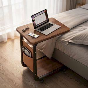 Table de chevet moderne en bois portable et simple pour chambre <span class=keywords><strong>à</strong></span> coucher, table basse de salon avec étagère de rangement, petite table de canapé - Product Image 1