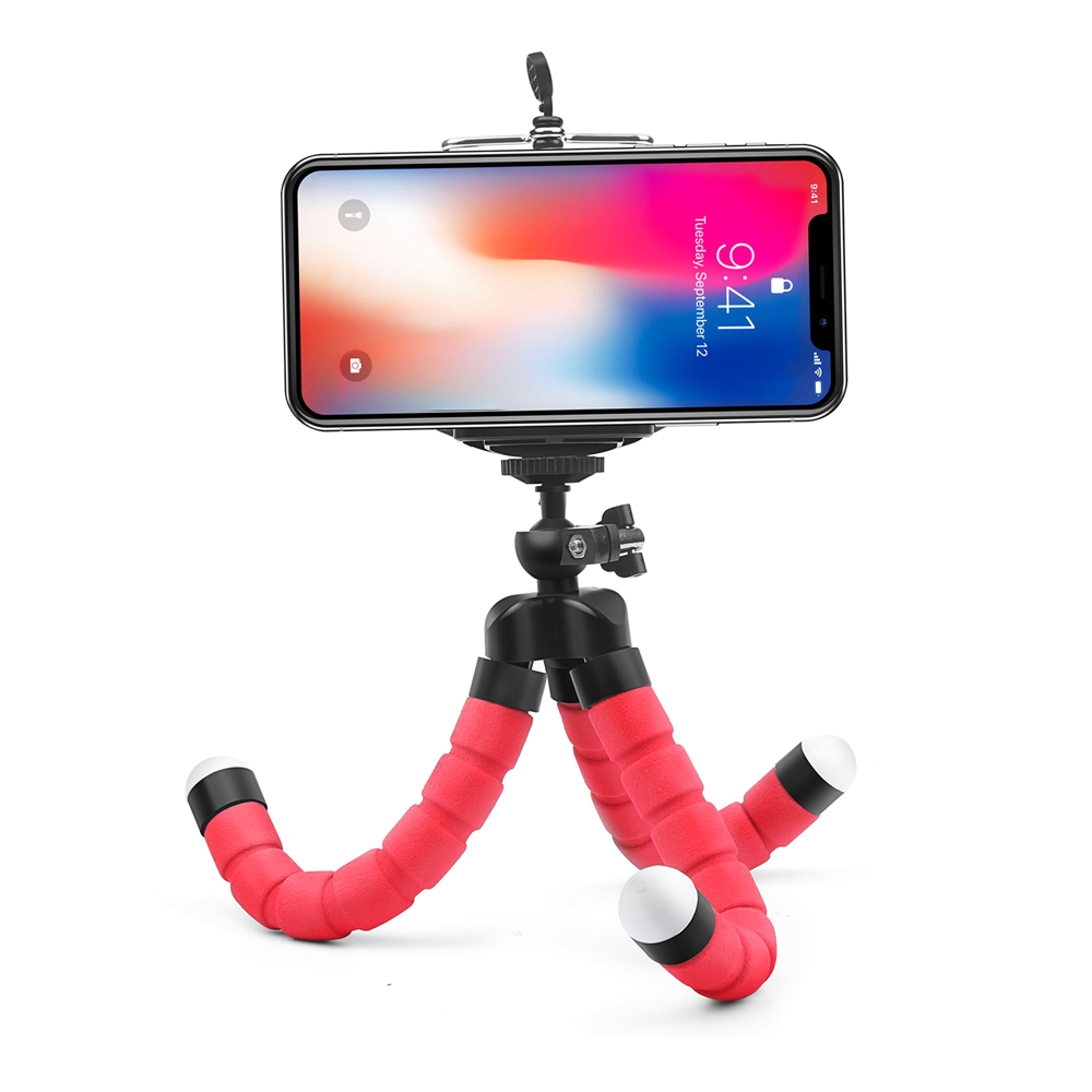 ZTX Universal Desktop Selfie 360 Degree Rotating Sponge Tripod Mount Stand Bracket Phone Clip Holder for Mobile Phone Smartphone