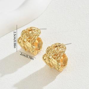 Pendientes de tuerca plisados con textura de Thrash Irregular en forma de C Vintage elegantes para regalos de joyería para mujer - Product Image 3