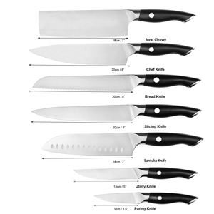 Juego de Cuchillos de Cocina con Hoja de Acero Inoxidable Plateado LFGB Forjado Profesional de Chef y Macheta con Soporte - Product Image 6