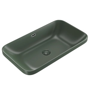 Vasque carrée en céramique nordique à poser sur comptoir, <span class=keywords><strong>vert</strong></span> foncé mat, à trou unique, gris anthracite pour salle de bain - Product Image 4