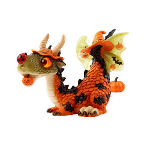 Figura de Dragón Calabaza Espeluznante - Artesanía Personalizada de Poliresina, Dragón con Sombrero de Bruja para Fiesta de Halloween y Acento Decorativo Gótico Moderno - Product Image 2