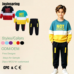 Ensemble <span class=keywords><strong>de</strong></span> survêtement 2 pièces color block pour jeunes garçons – Sweat-shirt à col rond et pantalon <span class=keywords><strong>de</strong></span> jogging – ODM OEM Personnalisé Vente en gros – Tenue décontractée quotidienne pour enfants - Product Image 1