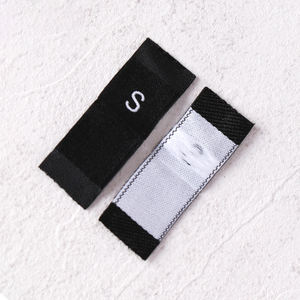 في المخزون ملصقات مقاسات منسوجة XS S <span class=keywords><strong>M</strong></span> L XL XXL 2XL 3XL ملصق ملابس بيضاء سوداء عالية الكثافة علامة صغيرة منسوجة الحجم - Product Image 4