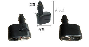Black Sand One-Point Two-Way Car Cigarette Lighter Dual Socket Car Electronics - Product Image 2