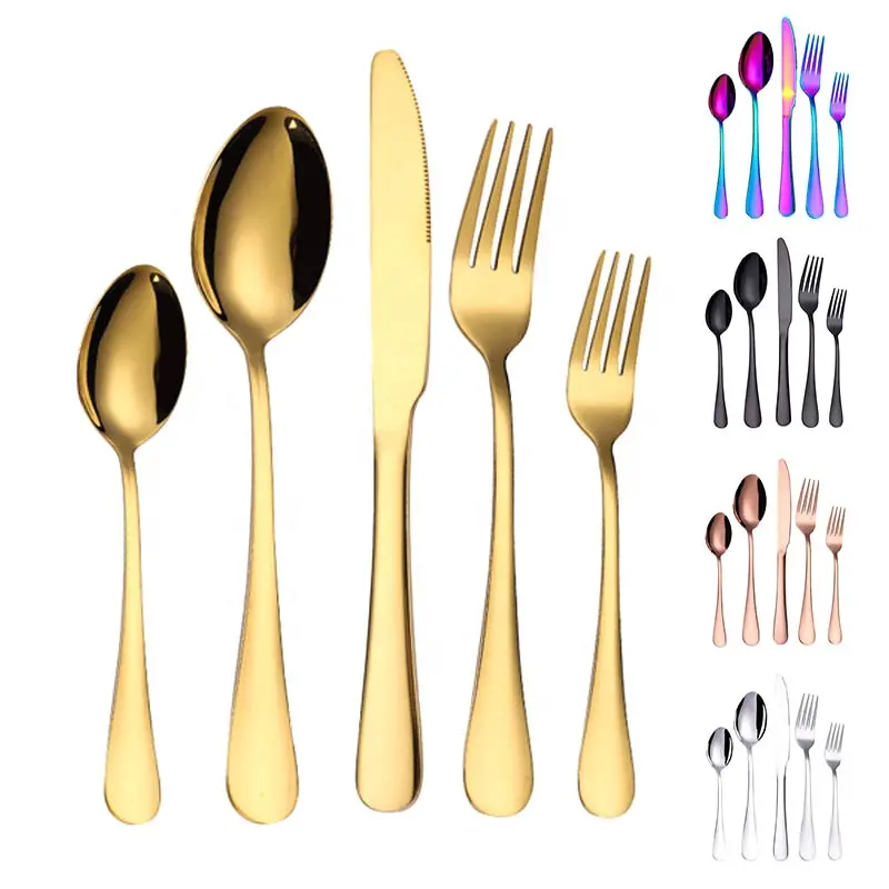 Sang Trọng Fancy 1010 Thép Không Gỉ 304(18/10) Silverware Vàng Ăn Tối Knife Spoon Fork Set Cutery Bộ Dao Kéo Bán Buôn