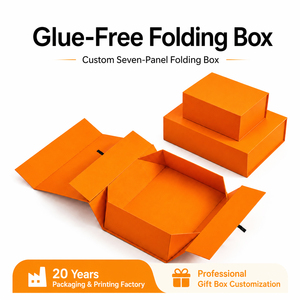 Custom One‑piece style Glue‑Free 7 Panel Foldable Rigid <b>Box</b> Magnetic <b>Flat</b> <b>Pack</b> Packaging <b>Box</b> Custom Printing Factory Direct OEM - Product Image 1