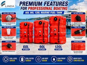 Réservoir de carburant marin en HDPE de 60L, 90L, 120L, certifié EPA CARB, avec capteur de niveau de carburant, usine OEM ODM avec certification CE EPA CARB - Product Image 2