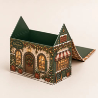 Boîte cadeau pliable magnétique personnalisée en forme de maison pour la veille de Noël, avec couvercle rabattable, pour chocolats et friandises