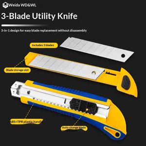Couteau utilitaire multifonctionnel <span class=keywords><strong>en</strong></span> acier allié à 3 lames, 3 lames de rechange, poignée <span class=keywords><strong>en</strong></span> plastique à prise souple, compatible OEM, robuste - Product Image 5