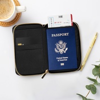 Dompet Paspor Nasional PU Boshiho Custom, Pelindung Kartu Kredit Bisnis RFID, Tali Pergelangan Tangan, Model 3 90G