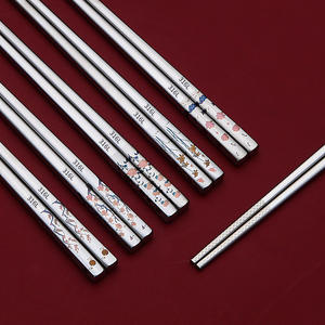 ตะเกียบสแตนเลส 316 ลายดอกไม้ทรงกลม สไตล์จีน สำหรับผู้ใหญ่ ชุดของขวัญ - Product Image 3