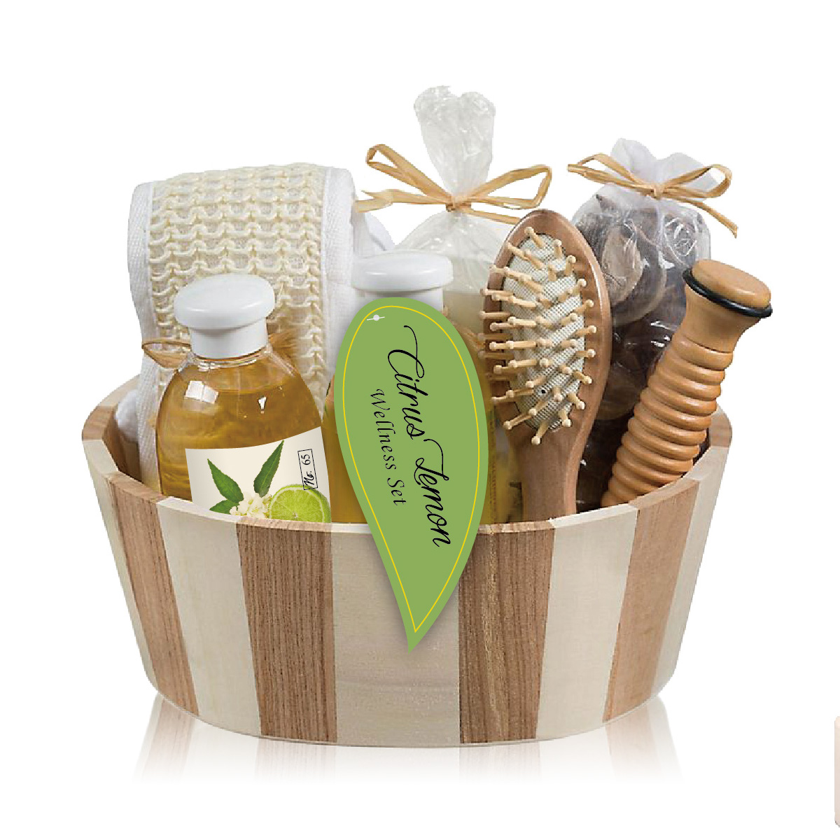 Подарочный набор для спа, гель для душа из сандалового дерева, цитрусовые, лимонные пузырьки, бомба для ванны, расслабляющий массажный инструмент, Бамбуковая Свеча для спа, работает, уход