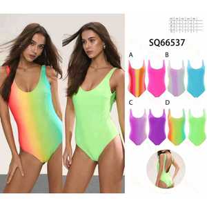 Costume da bagno bikini imbottito da donna a due pezzi con top a fascia e slip a vita alta con laccetti laterali, ideale per l'estate e la spiaggia, taglie S-XL, all'ingrosso SQ66537 - Product Image 1
