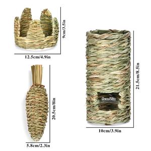 Orso dorato fatto a mano e Tunnel di ravanello corona di natale <span class=keywords><strong>casa</strong></span> per animali domestici e canale di evitamento in legno di bambù lavorato in modo diverso per animali domestici - Product Image 3