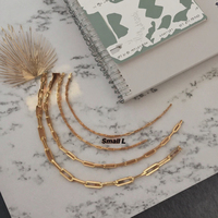 Collier en Chaîne à Maillons en Acier Inoxydable Plaqué Or 18 Carats, Anti-ternissement, 18 Pouces, Ensemble de Bijoux Tendance Unisexe