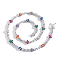 Collier de luxe en zirconium motif fleur arc-en-ciel pour femme, plaqué or 18 carats, accessoires haut de gamme style palais