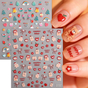 Pegatinas de Uñas con Diseño de Muñeco de Nieve y Árbol de Navidad en Gel Suave 5D con Impresión en Relieve, Pegatinas de Uñas DIY, Calcomanías de Uñas, Venta al por Mayor, OEM, Personalizadas - Product Image 3