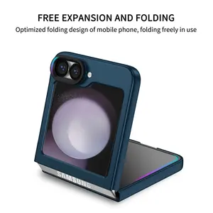 Lujo PC a prueba de golpes Kickstand Phone Case para Samsung <span class=keywords><strong>Galaxy</strong></span> Z Flip 6 <span class=keywords><strong>ZFlip</strong></span> 5 4 <span class=keywords><strong>5G</strong></span> Stand Cover Funda protectora de piel Feel Hard Cases - Product Image 2