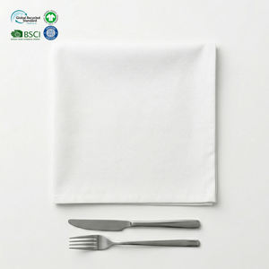 Servilletas de Cena Comerciales al por Mayor, Blancas, de 18x18 Pulgadas, Mezcla de Poliéster y Algodón, Impermeables, con Borde Cosido, Etiqueta Personalizada para Bodas - Product Image 1