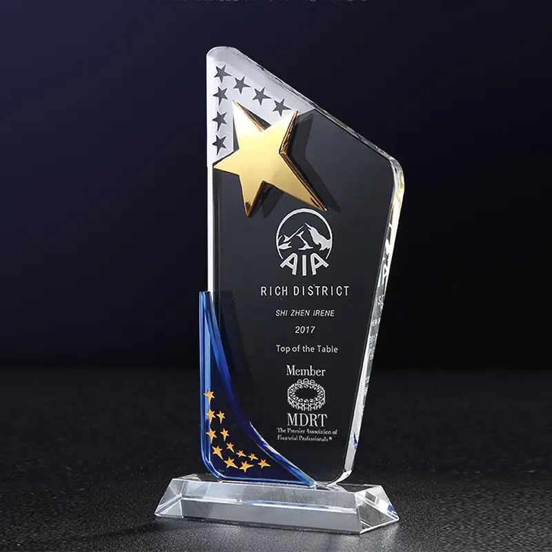 Shining Nieuwe Ontwerp Ster Trofee En Crystal Star Awards Zandstralen Crystal Pedestal Trofee Corporation Awards