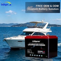 Batterie au phosphate de fer et de lithium de qualité A 12V 100AH 6K à décharge profonde pour applications marines avec BMS intelligent Bluetooth, connecteur Anderson, CE, RoHS, IP67, OEM, ODM