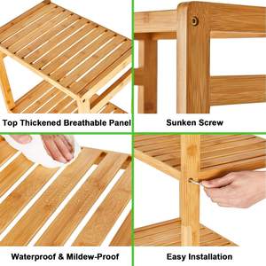 6-Tier במבוק אמבטיה מדף אחסון מתלה, אמבטיה מגבת מדף - Product Image 3