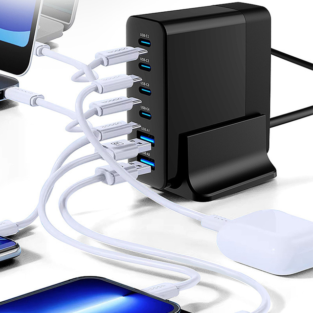 160w Gan Charger USB Type C Multi Port Desktop Charging Station with Power Adapter PD Charger