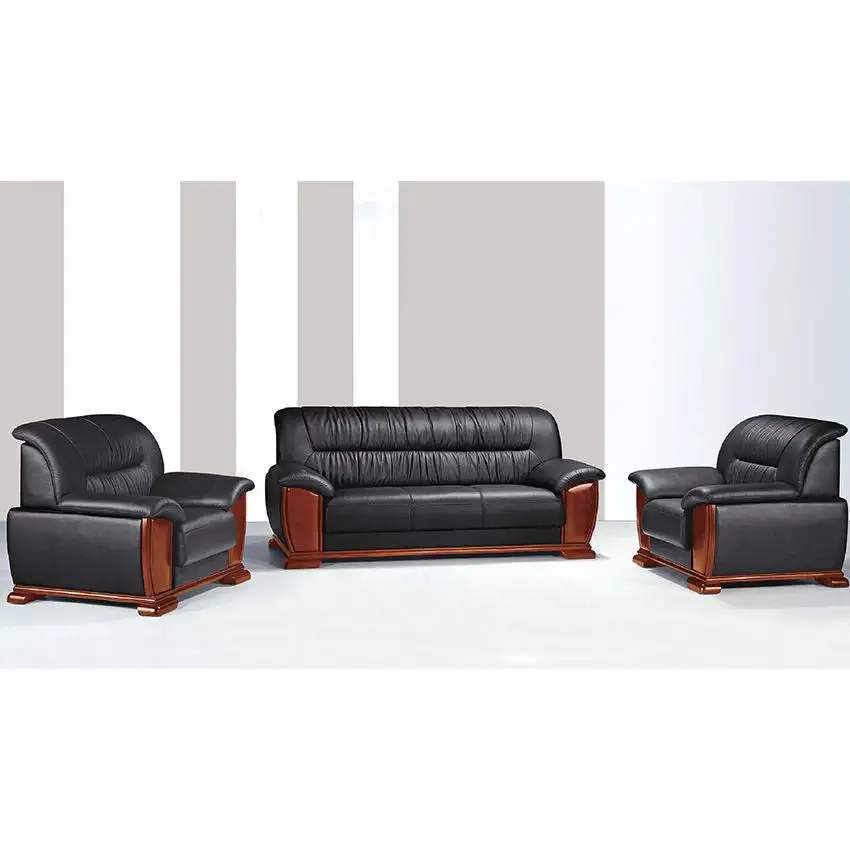 Set Sofa desain furnitur ruang tamu harga rendah kulit asli 3 kursi eksekutif mewah rumah