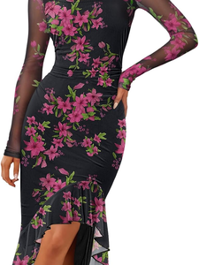 Minivestido de fiesta/cocktail/club/ noche, dorado brillante con lentejuelas, cuello cuadrado, sin mangas, sexy, sin espalda, floral, de cintura alta, transpirable, estilo lápiz. - Product Image 1