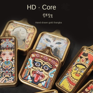 Collar con Colgante de Cadena de Eslabones de Acero Inoxidable con Imagen Personalizable de Animal Pintado a Mano, Estilo Thangka Tibetano, Poder Místico Oriental - Product Image 3