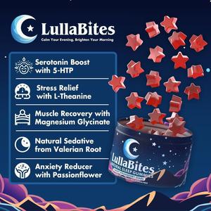 Gomitas Naturales para Dormir LullaBites con Glicinato, Raíz de Valeriana y Flor de la Pasión, Ayuda Natural para Dormir, Alivia - Product Image 2