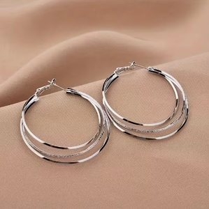 Anting Lingkaran Logam untuk Remaja, Anting Hoop Trendi dan Ekstravagan, Aksesoris Hoop Sederhana untuk Grosir N94284 - Product Image 1