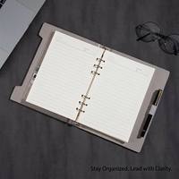 Carnet A5 en cuir PU grainé avec logo personnalisé, reliure à 6 anneaux, couverture rigide, 100 feuilles, rechargeable, porte-stylo, vente en gros, OEM