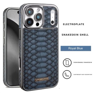 Fundas de Piel con Textura de Serpiente de Alta Calidad para iPhone 17 16 Pro Max Plus 15 14 13 12, Marco Metálico, Protección Antigolpes - Product Image 5