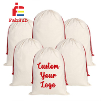Vente en gros de sac de père noël en toile sublimation grand sac de père noël vierge sacs de père noël en toile de coton de noël avec cordon de serrage