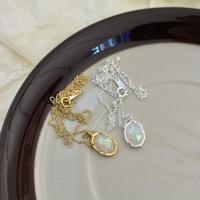 Collier pendentif ovale en opale en argent sterling 925, bijoux minimalistes en opale pour femmes