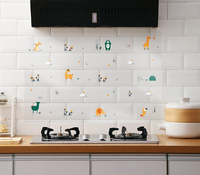 Autocollant de cuisine de dessin animé étanche et résistant à l'huile pour autocollants muraux de réfrigérateur décor en vinyle pour banc de cuisson casiers réfrigérateur