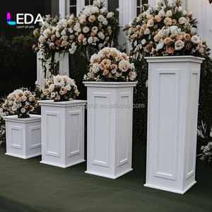 LEDA Socle de mariage moderne en acrylique blanc, support à fleurs avec panneau de bienvenue pour la décoration d'événements, en stock - Product Image 4
