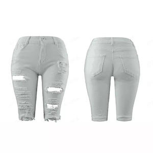 Short en jean déchiré de style européen et américain pour femme Cross-PLAYMAX/REpSUN Denim - Product Image 5